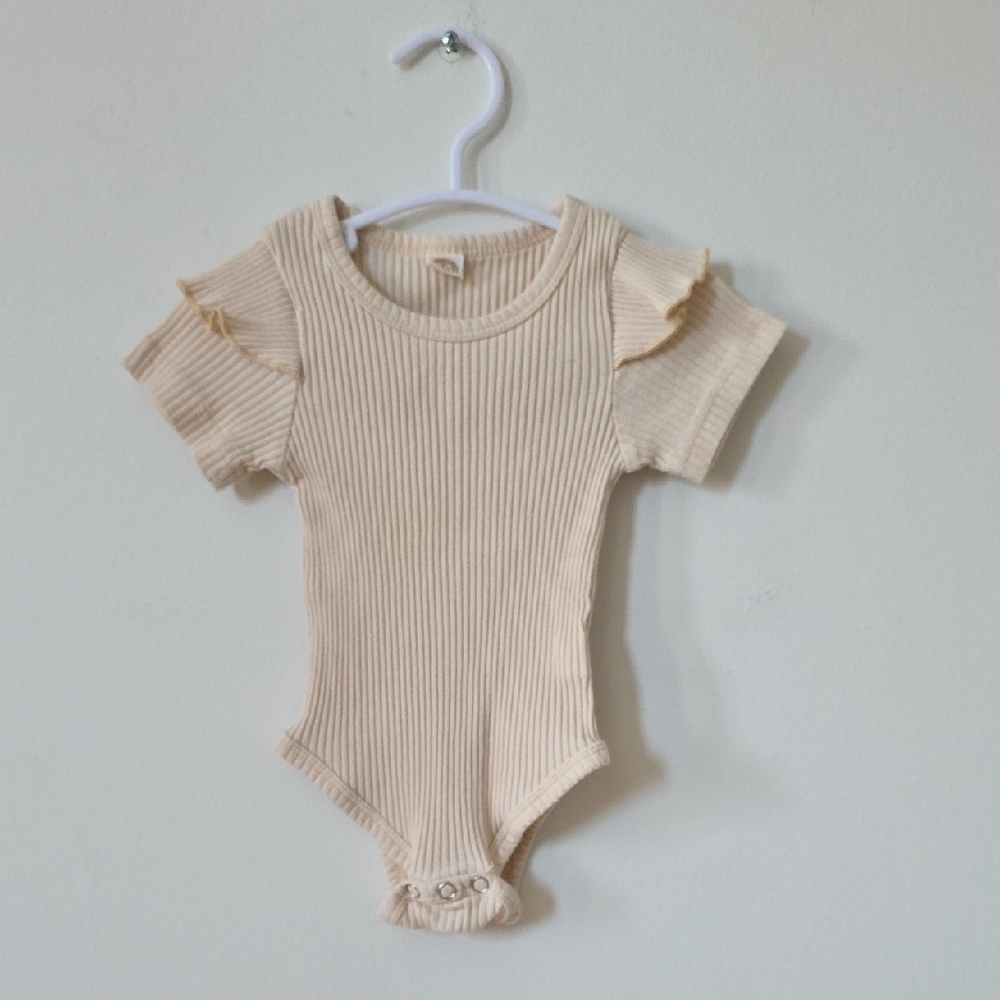 Cream Ribbed Kids Bodysuit, 9/12M